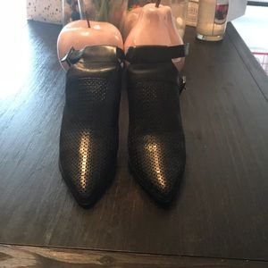 Black leather strapped